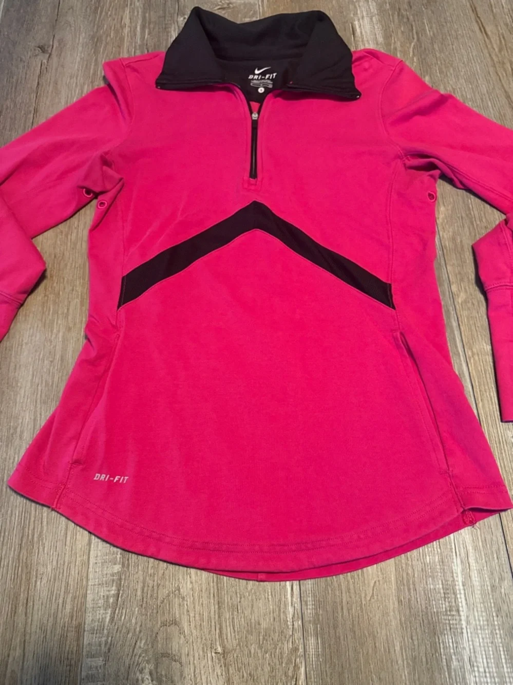 Nike Dri Fit Pink and Black Quarter-Zip Athletic Pullover